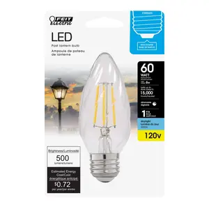 Feit Electric 60 Watt Replacement Daylight 5000K E26 Base F15 Dimmable LED Post Lantern Light Bulb