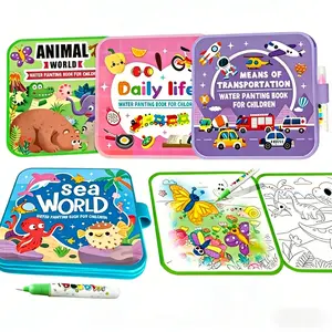 Reusable Water Coloring Books 4 Pack, Magic Mess-Free Doodle Painting Book, Travel Activity Toy for Toddlers Boys Girls Ages 3-6