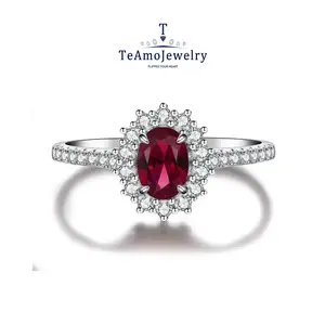 925 sterling silver oval artificial gemstone ring, exaggerated red design, suitable for parties to wear, a Christmas gift for girlfriends