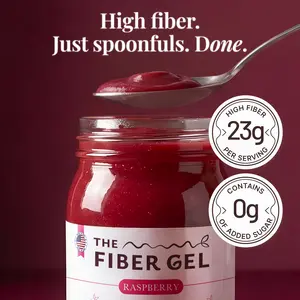 The Fiber Gel Raspberry: Smooth & Spoonable Plant-Based Prebiotic Fiber Gel (Psyllium Husk + Inulin), All Natural&No Sugar Added | Made in USA