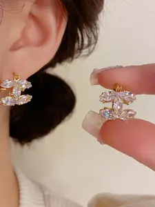 Elegant Zircon Letter C Ear Clips for Women, Fashionable Rhinestone Design, Perfect Gift for Daily Wear & Parties