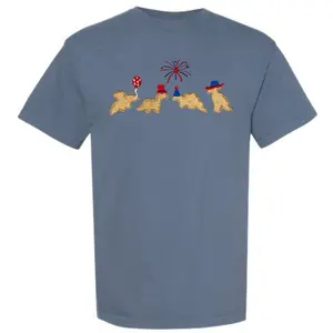 Embroidered Fourth of July embroidered Dino nuggies comfort colors T-shirt