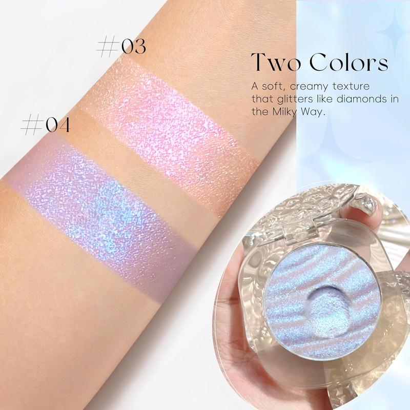 Chameleon Holographic Highlighter Palette, Multichrome Cream Multi-use Eyeshadow Shifting Sparkling Color Shifting Inner Corner Eye Highlighter Brightener for Mermaid Makeup