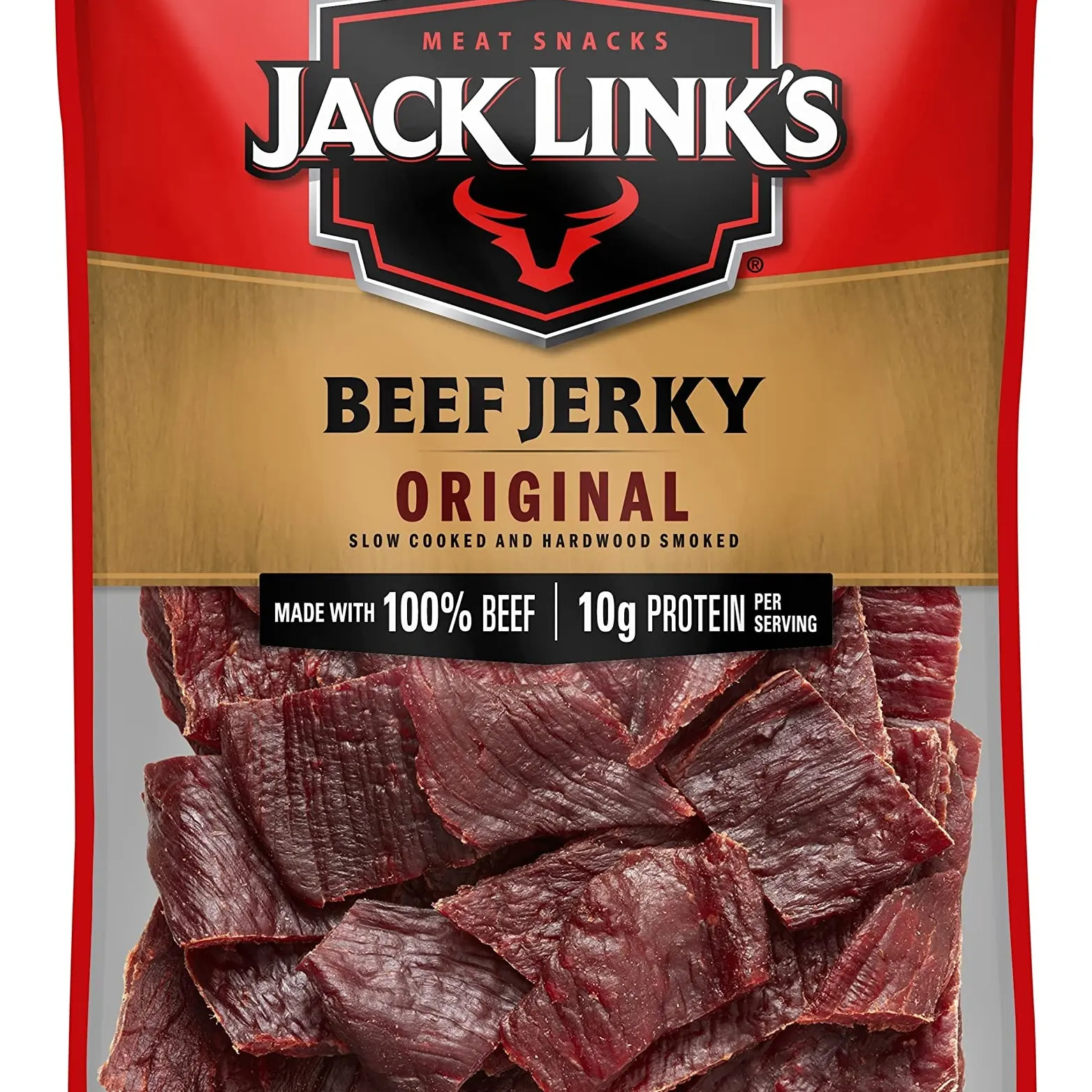 Jack Link's Beef Jerky, Original, 1/2 Pounder Bag - Flavorful Football Game Day Snacks, 10g of Protein and 80 Calories, Made with Premium Beef - 96% Fat Free, No Added MSG or Nitrates/Nitrites, 8oz