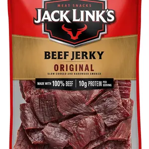 Jack Link's Beef Jerky, Original, 1/2 Pounder Bag - Flavorful Football Game Day Snacks, 10g of Protein and 80 Calories, Made with Premium Beef - 96% Fat Free, No Added MSG or Nitrates/Nitrites, 8oz