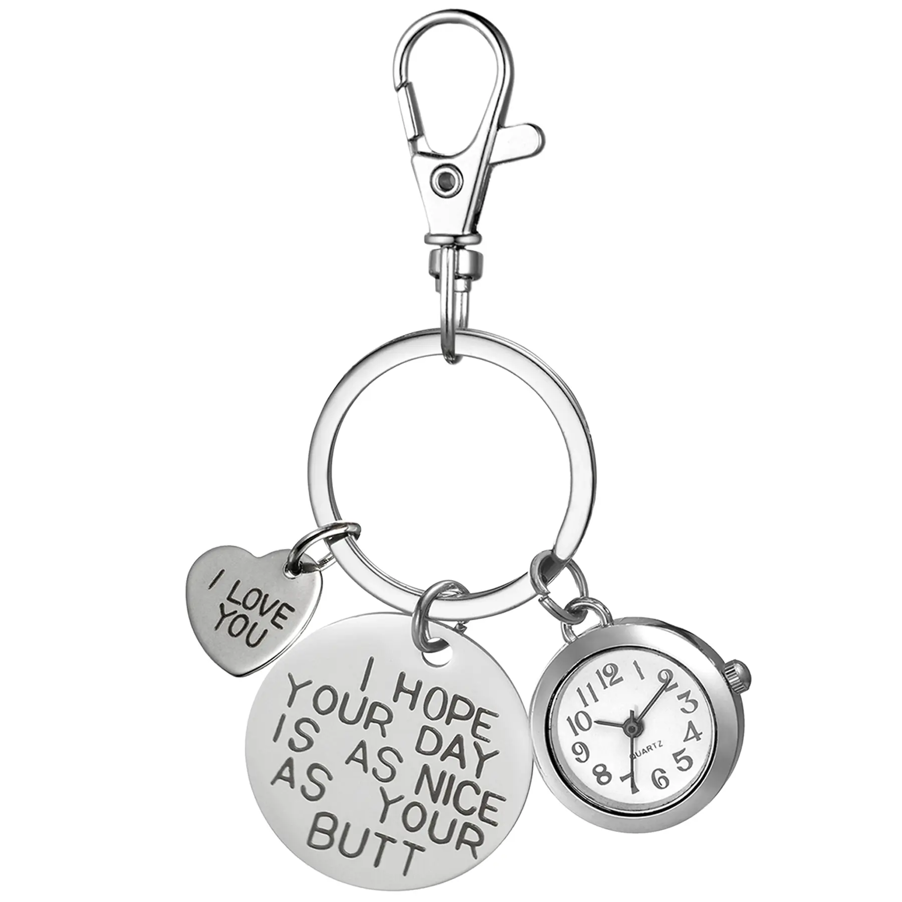 OIDEA Funny Custom Design Pocket & Fob Watch, Stainless Steel with Quartz Movement, Keychain Ring & Clip for Women, Gag Gift, Customize, Custom Design Pocket & Fob Watches, Splashproof, Women's Fashion, Funky, Bag Clip, Birthday Surprise, Pocket Watch
