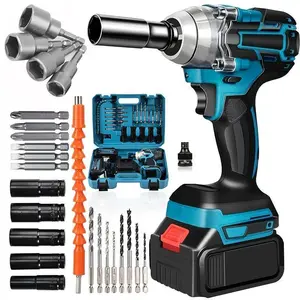 1/2 Cordless Impact Wrench,3-In-1 High Torque Impact Gun With 2x 3000mah Li-Ion Battery,5 Impact Sockets,8 Drills,10 Screws And Tool Case,Impact Tools For Car Lug Nuts