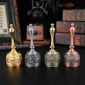 Vintage Zinc Alloy Dragon Phoenix Hand Bell, Hand Carved Relief Service Bell, Silent Call Solution, Trendy Feng Shui Lucky Decoration