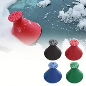 4pc Car Window Ice Scraper Set, Magic Funnel Snow Shovel, Cone-Shaped Ice Removal Tool, Plastic Round Snow Brush, Winter Car Accessories