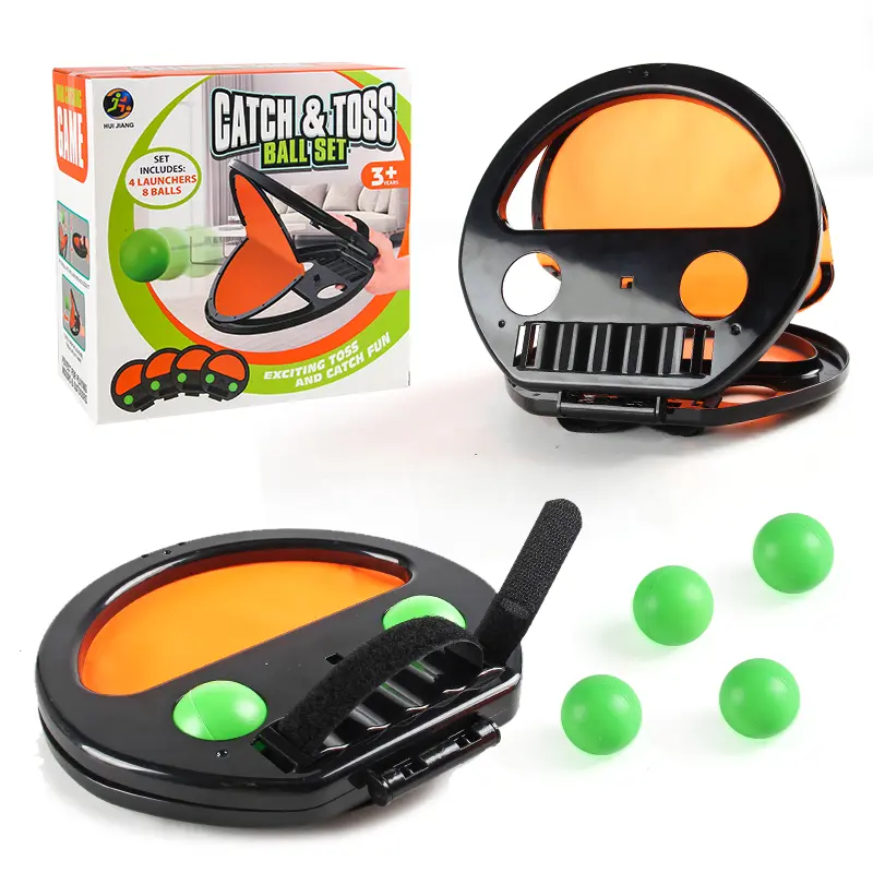 2pcs Elastic Throwing & Catching Ball Toy with Launchers - Parent-Child Interaction Outdoor Sports Toy, Gift for Kids Childrens