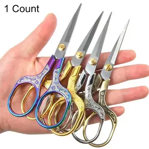 Vintage Embroidery Pointed Scissors, 1 Count Stainless Steel Craft Scissors, Multi-purpose Scissors for Home, Kitchen, Restaurant, Durable Material