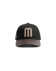 MEXICO SI DIOS QUIERE HAT -BLACK/BROWN LEATHER BRIM