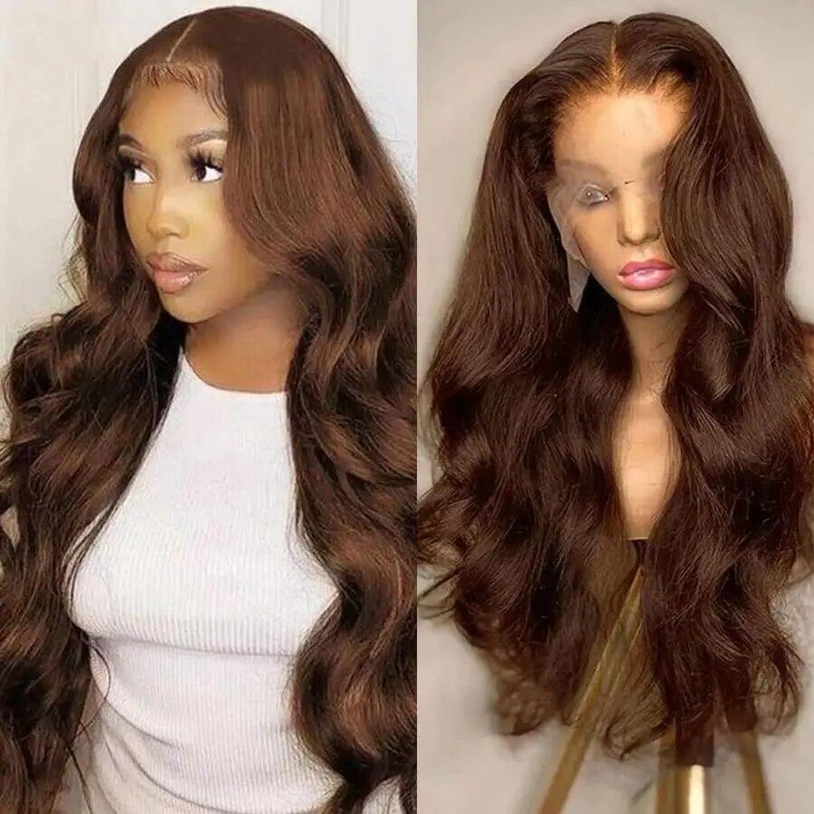 Bling Hair Body Wave Chocolate Brown 13x4 Lace Front WIgs 13x6 HD Transparent Lace Human Hair Wigs Preplucked Color #4 Frontal Wigs On Sale For Women TikTokShopBlackFriday