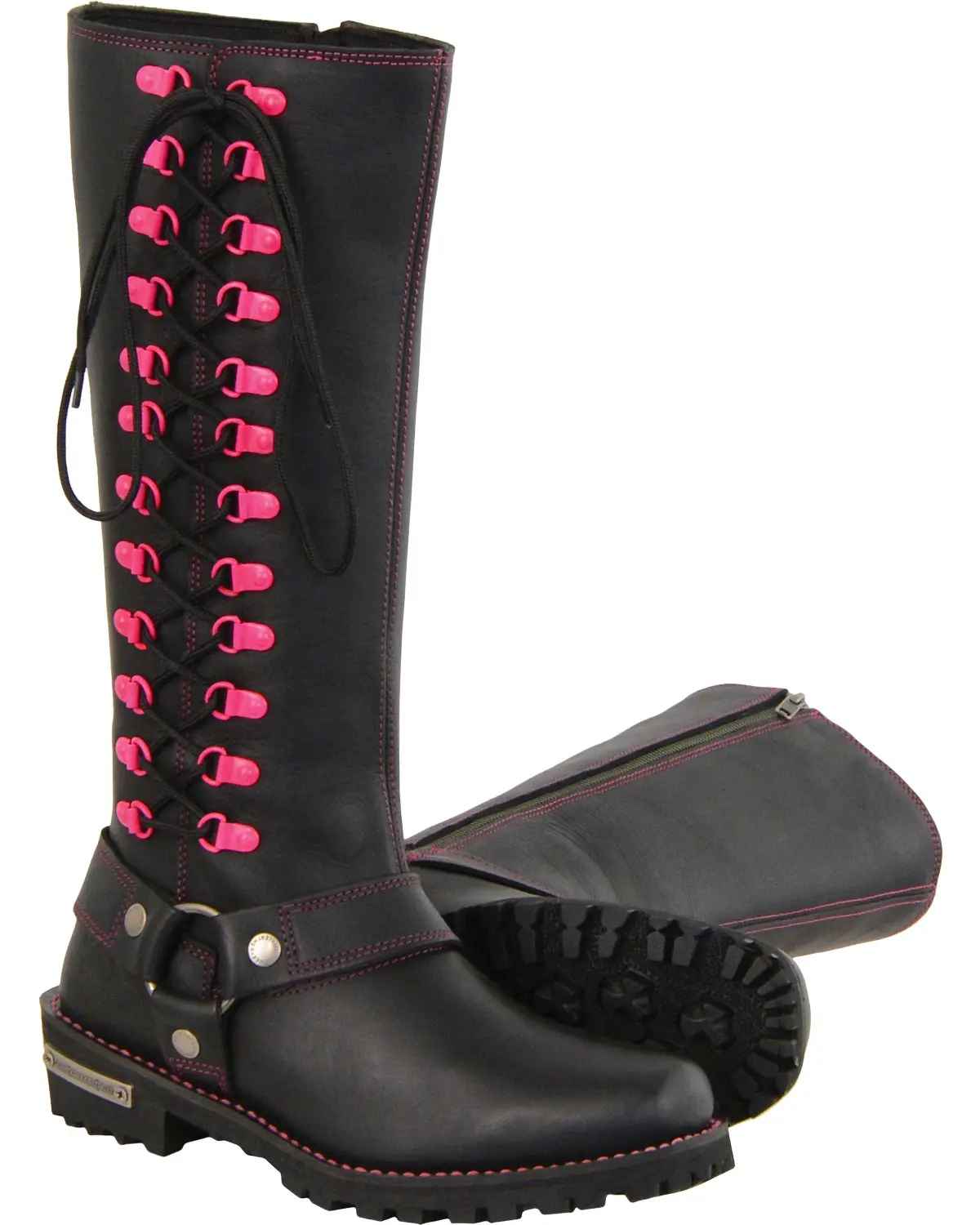 Milwaukee Leather Women's Women'S 14" Fuchsia Accent Lacing Boot - Mbl9367