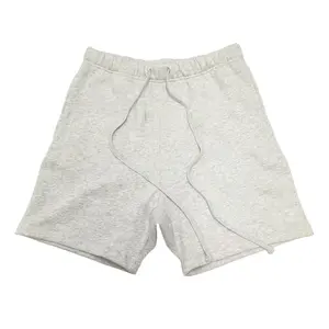 Light Grey Unisex Oversized Sweat Shorts, Breathable Drawstring Lounge Shorts, Soft Cotton Blend Casual Streetwear Shorts for Men Women, Daily Gym Travel