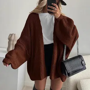 Women's Oversized Cardigan Sweater Fall Long Lantern Sleeve Knit Open Front Lightweight Sweater Knitwear Tops