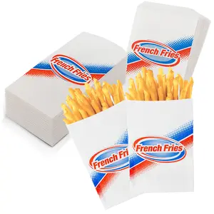 MT Products White French Fries Bags 5.5" x 8" - Designed French Fry Holder