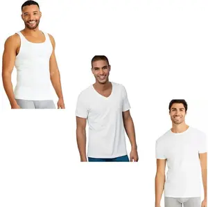 6-Pack Hanes Men's ComfortSoft 100% Cotton Tagless Undershirt- Tank, V-Neck, Crew