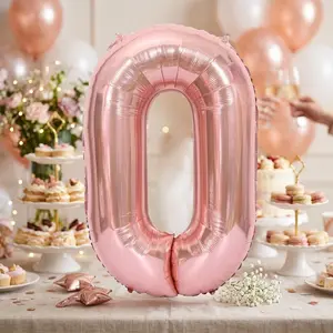 Durable 3D Rose Gold Number Balloons Set for Wedding Anniversary Party Decor, Romantic Metallic Backdrop Photo Props, Festival Celebration Background Wall Decoration