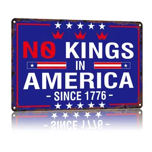 Vintage "No Kings In America Since1776" Metal Sign - Durable Aluminum 8 X 12 Inches Wall Art For Home, Garage, Or Office Decor"