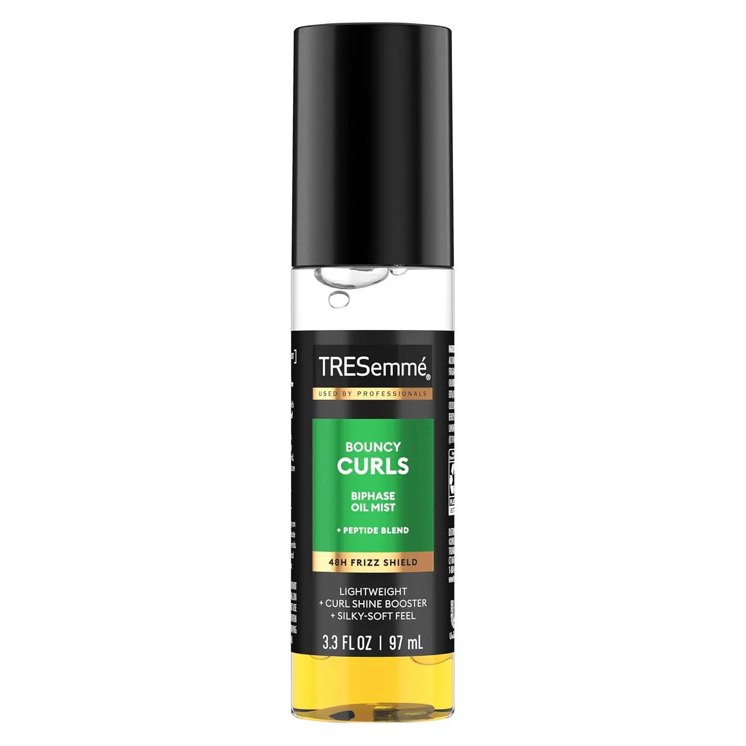 TRESemmé Biphase Oil Mist - Curly Hair Haircare Moisturizer, 1 ct, 3.3 fl oz, Peptide Blend Lightweight Daily Styling Mist, Bouncy Curls, 48h Frizz Shield, Glossy Finish