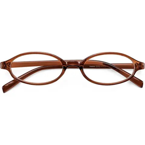 EyeconicFinds Female Y2K Retro Oval Blue Light Glasses - 47mm x25mm Small Face Fashion Frames, 90s Nerd Cosplay Accessory, High Quality Eyewear, Stylish Protective Glasses, Lightweight Indoor Frames B0258
