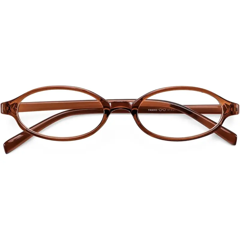 EyeconicFinds Female Y2K Retro Oval Blue Light Glasses - 47mm x25mm Small Face Fashion Frames, 90s Nerd Cosplay Accessory, High Quality Eyewear, Stylish Protective Glasses, Lightweight Indoor Frames B0258