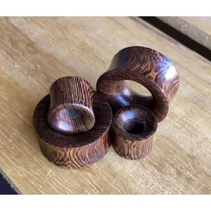 PAIR of Unique Organic Concave Snake Wood Double Flare Tunnels - Gauges 0g (8mm) up to 1" (25mm)