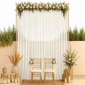 Chiffon Backdrop Curtain Panel 10ft x 14ft – Ivory Durable Flame Resistant Sheer Draping Fabric with Rod Pocket