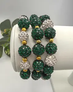 Dark Green & Gold Beaded Bracelets