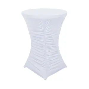 Heavy Duty Spandex 30" Fitted Round Cocktail Table Cover White Ruched Pleated - Durable Stretch Design