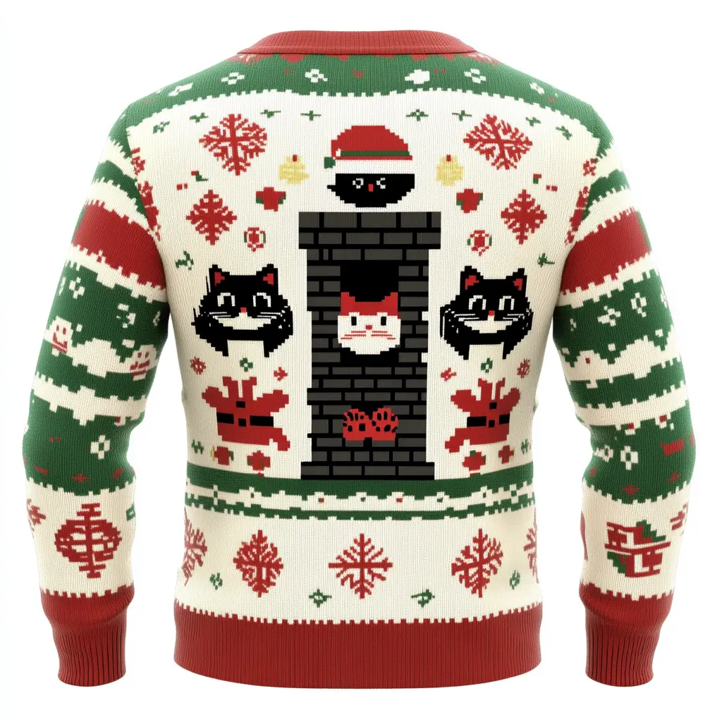 Cat Ninja Santa Ugly Christmas Sweater - Funny Themed Holiday Gift for Men, Women, Kids, Families & Groups - Perfect for Holiday Parties