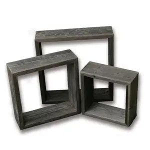 Farmhouse Style Rustic Wood Shadow Box Frames (Square) Wooden Decor Set