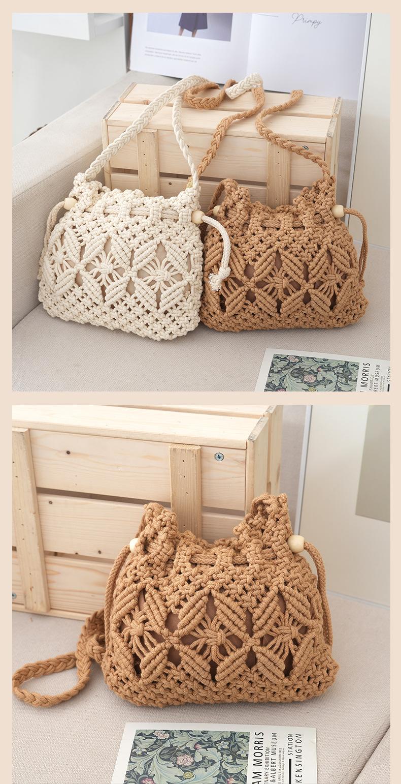 2026 New Summer Korean Style Drawstring Woven Lucky Bag Crossbody Bag Women's Popular Fashionable Versatile Straw Bag