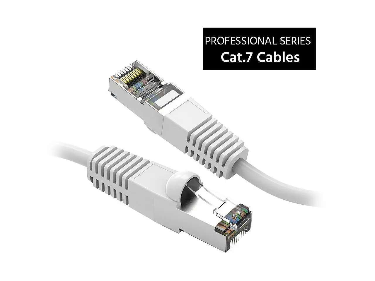 Nippon Labs Cat7 Shielded (SSTP) 600MHz Ethernet Network Booted Cable, 26AWG 25 Feet Gigabit LAN Network Cable RJ45 High Speed Patch Cable, White, 60CAT7-25WT
