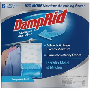 Fragrance Free Moisture, 15.4 oz., 6 Pack - Eliminates Musty Odors for Fresher Air, Moisture Absorbers for Closet, 10% More Moisture Absorbing*