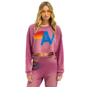 VINTAGE LOGO CROPPED CREW SWEATSHIRT RELAXED - FADED BERRY