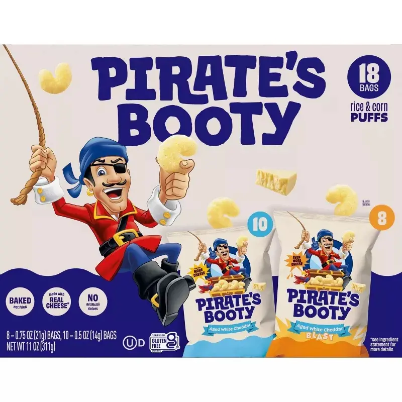 Pirate's Booty Aged White Cheddar and Cheddar Blast Puffs Kids' Snack Variety Pack -11oz/18ct