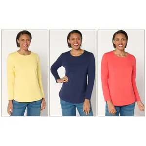 Denim & Co. Essentials Perfect Jersey 3-Pack Long Sleeve Tops