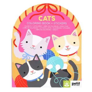 Cats Coloring Book + Stickers -- Petit Collage, Paperback