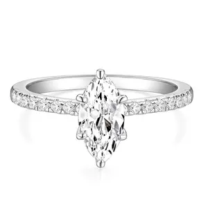EAMTI 2CT Engagement Ring for Women Marquise Cut Cubic Zirconia Wedding Band CZ Promise Anniversary Ring