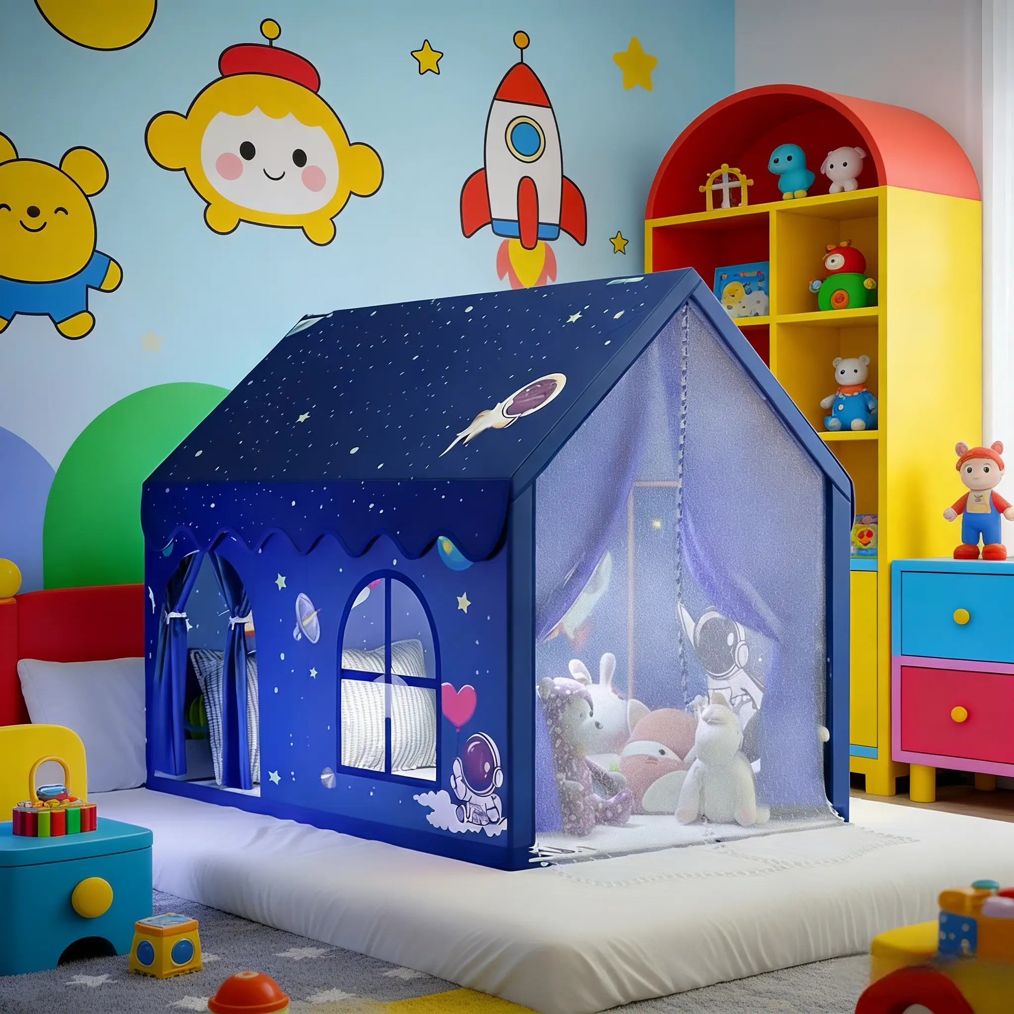 Jumbo Kids Play Tent | Fairy Tale Castle | Windows Curtains Carry Bag | Sturdy Steel Frame | Portable Outdoor Playhouse | Early Learning & Party Decor | Halloween Christmas Birthday Gift | No Accessories
