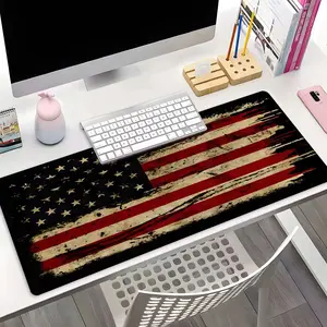 XXL Extended Gaming Mouse Pad, Vintage Distressed American Flag Patriotic Design, USA Aesthetic Desk Decor, Non-Slip Rubber Desk Mat with Stitched Lock Edge, Washable Keyboard Pad for PC Gaming & Home Office, Perfect Gift for Patriots & USA Fans