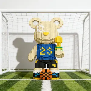 23 Number Football Bear 3D Puzzle Building Blocks Decoration, Bookshelf Home Office Cabinet Decor, Party Living Room TV Stand Display