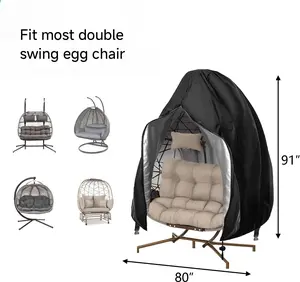 【Upgraded Patio Egg Chair Covers with Zipper, Wicker Egg Swing Chair Covers, Waterproof Heavy Duty Weather Resisatnt Outdoor Chair Cover, Windproof Hanging Chair Cover