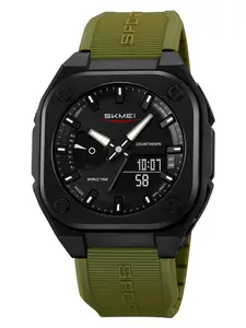 Skmei Dual Display Electronic Digital Wristwatch for Men, Waterproof Multifunctional Alarm Timer, LED Night Light, Casual Outdoor Activity Wear