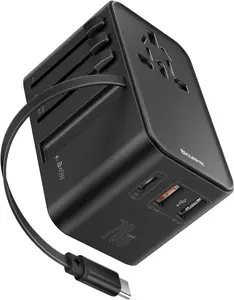 Universal Travel Adapter Worldwide,Fast Charging International Power Adapter ,Global Travel Socket Universal Conversion Plug, All-in-one Plug Converter for USA EU UK AUS Asia, Travel Outlet Adapter (Black) Cellphone Smartphone Mobile Electronic