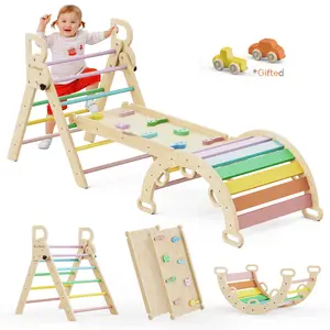 Foldable Pikler Triangle Set｜Montessori Playset｜ASTM & CPSIA Certified｜Birthday & Baby Shower Gift for 1-3YO｜FREE Wooden Cars