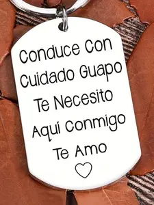 Slogan Pattern Keychain, Stainless Steel Keychain for Men & Women, Fashion Accessories for Daily Use, Trendy All-match & Exquisite Keychain for Birthday Gift