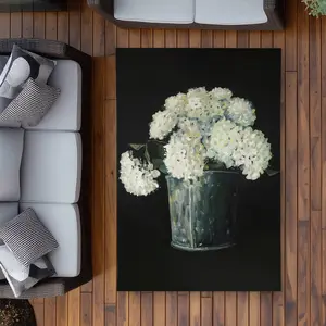 Begin Home Decor C1ROAR46WZ43Y4 4 x 6 ft. White Hydrangea Flowers Rug - Bedroom Outdoor Area Decor - Rectangle